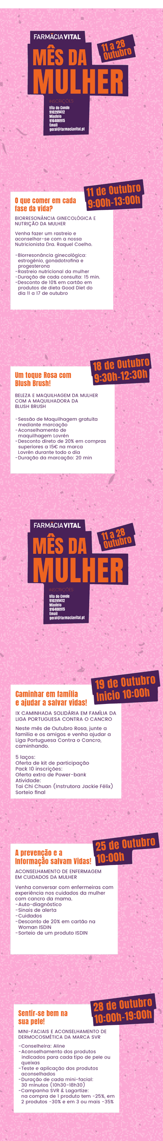 Mês da Mulher - 11 a 28 de Out.