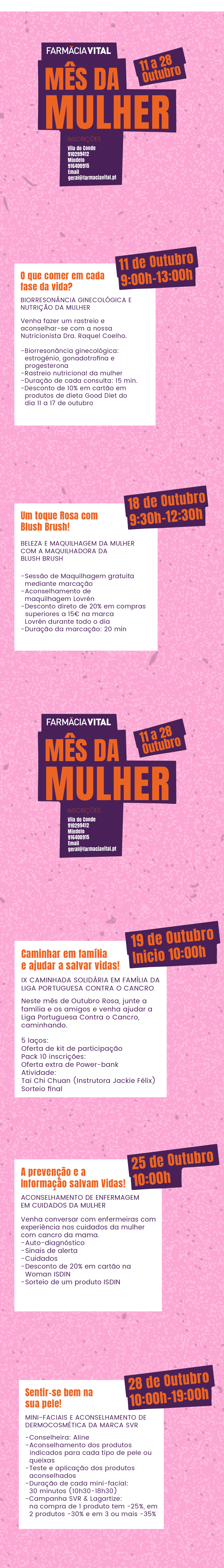 Mês da Mulher - 11 a 28 de Out.