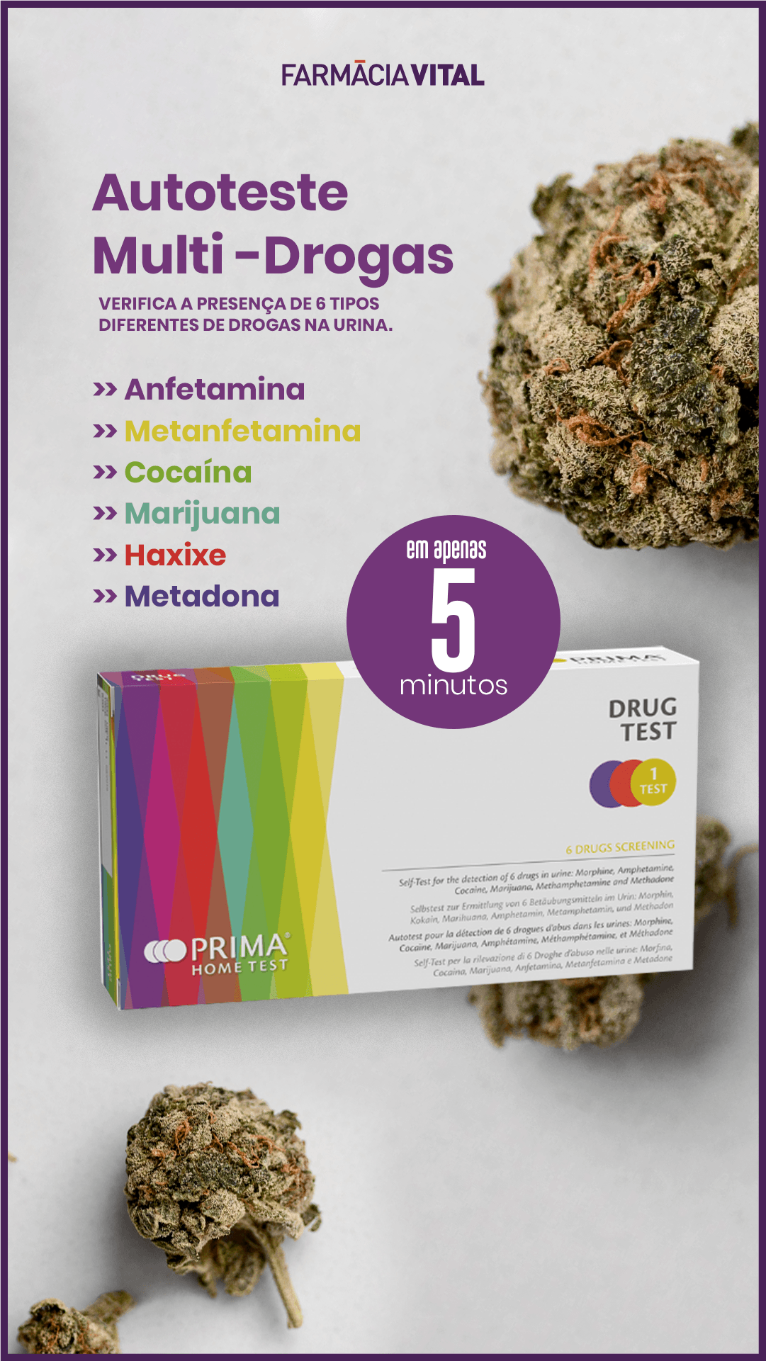 Autoteste Multi-drogas - Resultados em 5min.