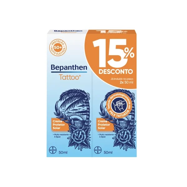 Bepanthen Tattoo Promo Duo Creme Protector Solar SPF50+ 2x50ml + Desconto 15%